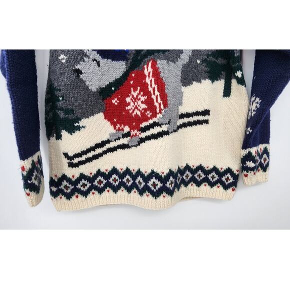 Lauren Ralph Lauren Hand Knitt Winter 100% Wool 2 Sided Holiday Fall Winter - Picture 5 of 9